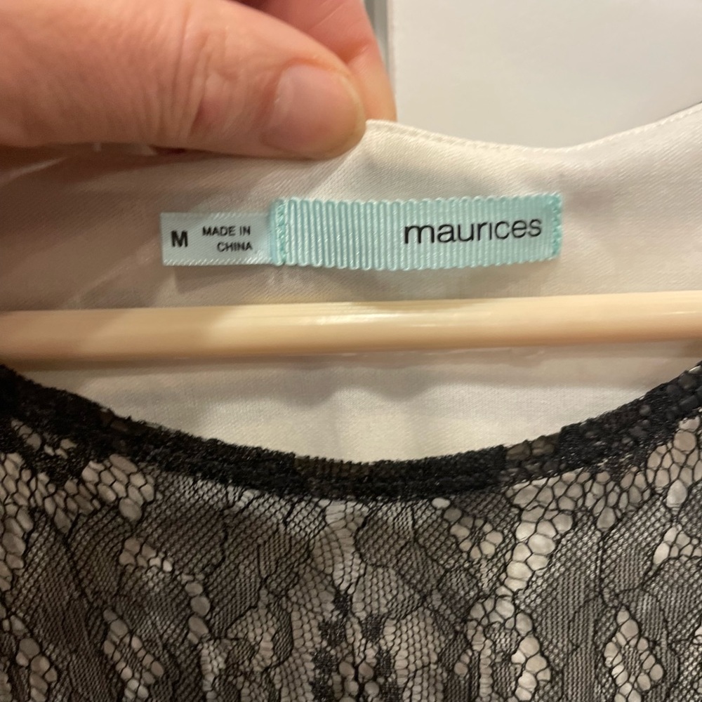 Maurices medium black and white stripe dress belt and lace - Picture 2 of 10